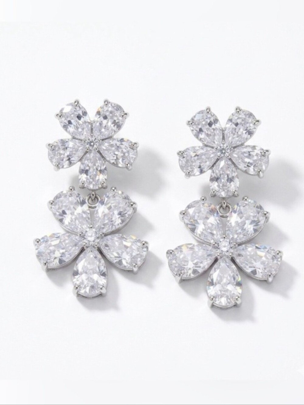 🤍▪️Camila Coelho ▪️Clear Crystal Cubic Zirconia Brass Flower Drop Earrings